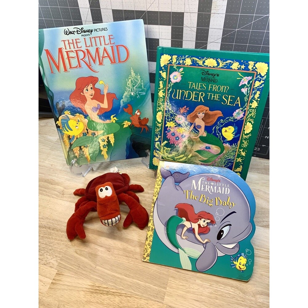 Disney - The Little Mermaid Bundle - 3 books + Sebastian Plush - Vintage
